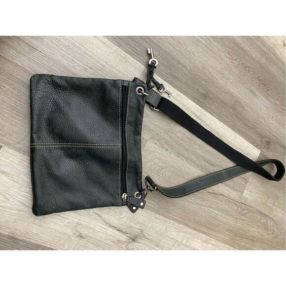 FOSSIL Sutton Black Pebbled Leather Crossbody Shoulder Bag Purse, MP $200 - Picture 5 of 9